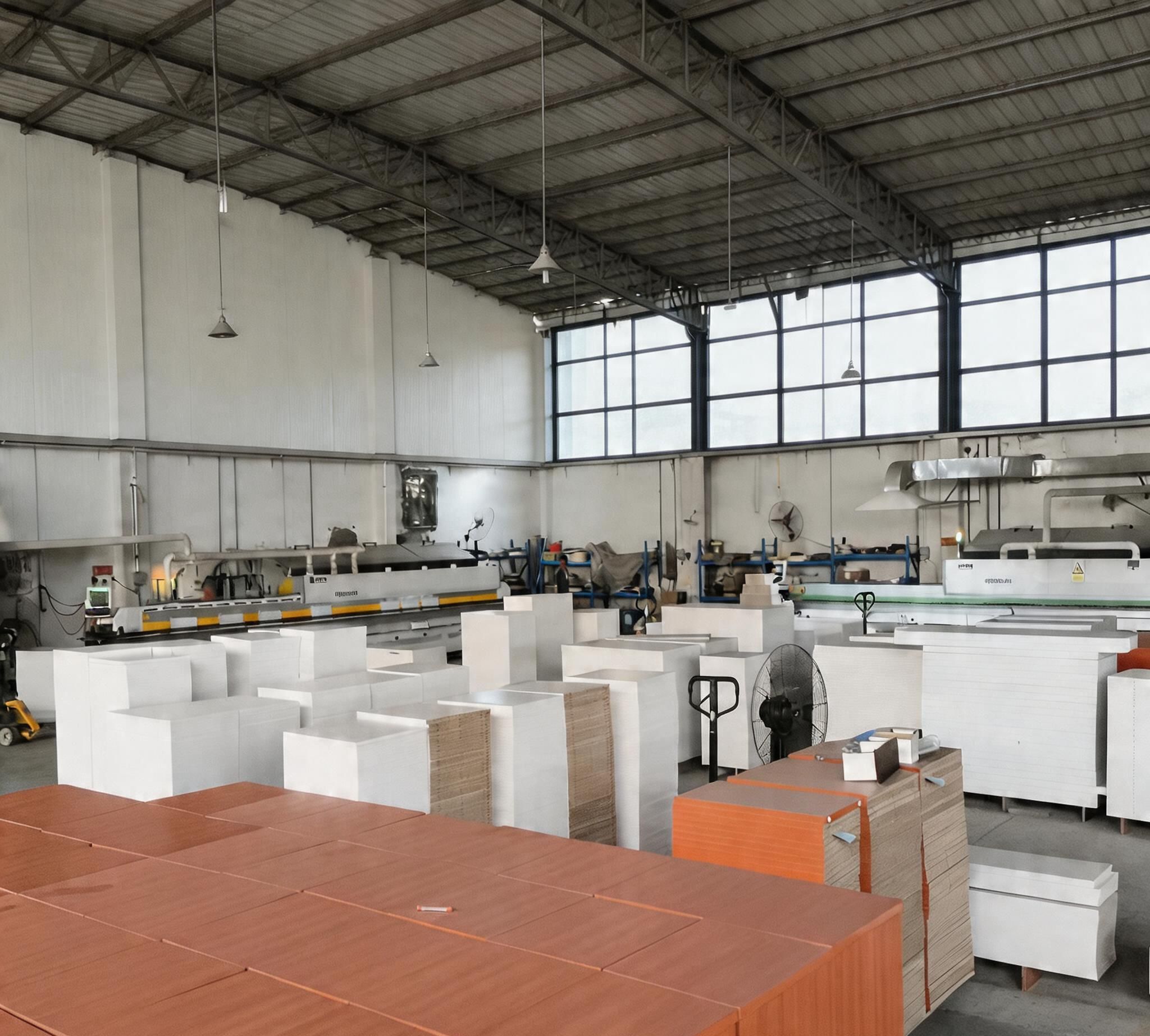 Office furniture production workshop with advanced machines
