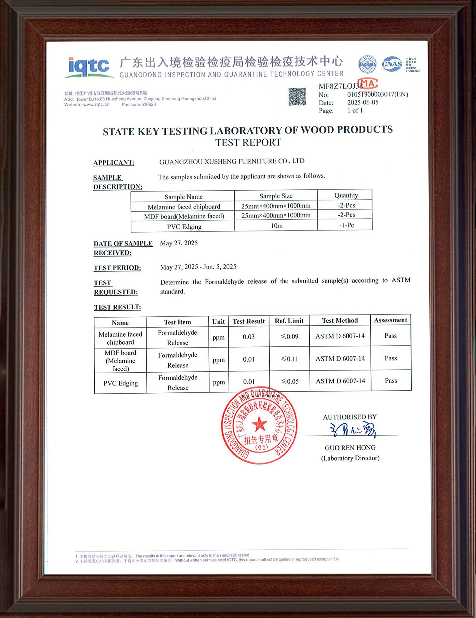 Inspection Certificate certificate